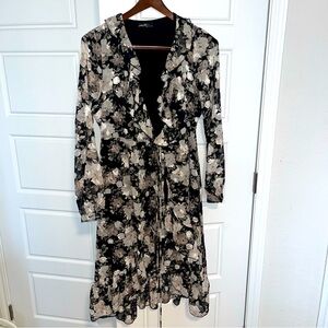 On Twelfth Long Sleeve Floral Wrap Dress, Large